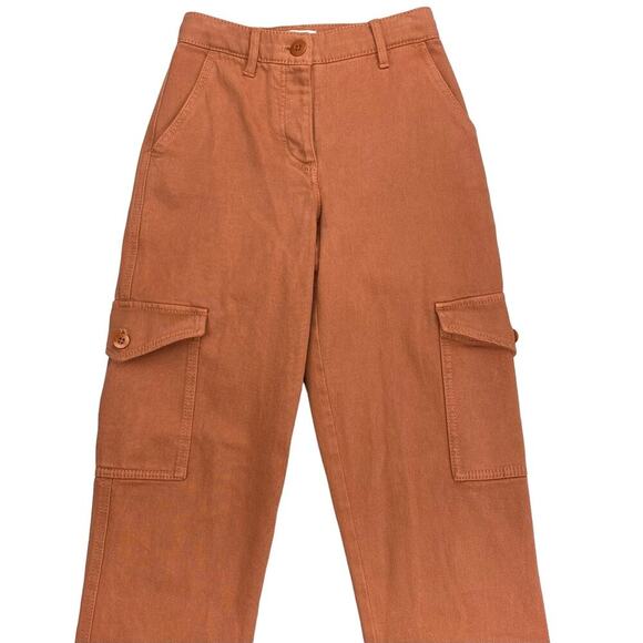 WILFRED FREE Aritzia Pant High Waisted Twill Modern Cargo Pants Sz 00 Rust - Picture 2 of 8
